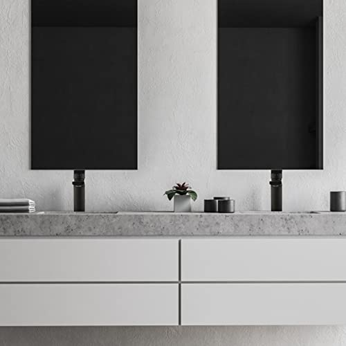 VOTON Vessel Sink Faucet Matte Black Tall Bathroom Faucet Single Handle Vanity Bathroom Sink Faucet 1 Hole Basin Mixer Tap with Water Supply Hose and Pop Up Sink Drain