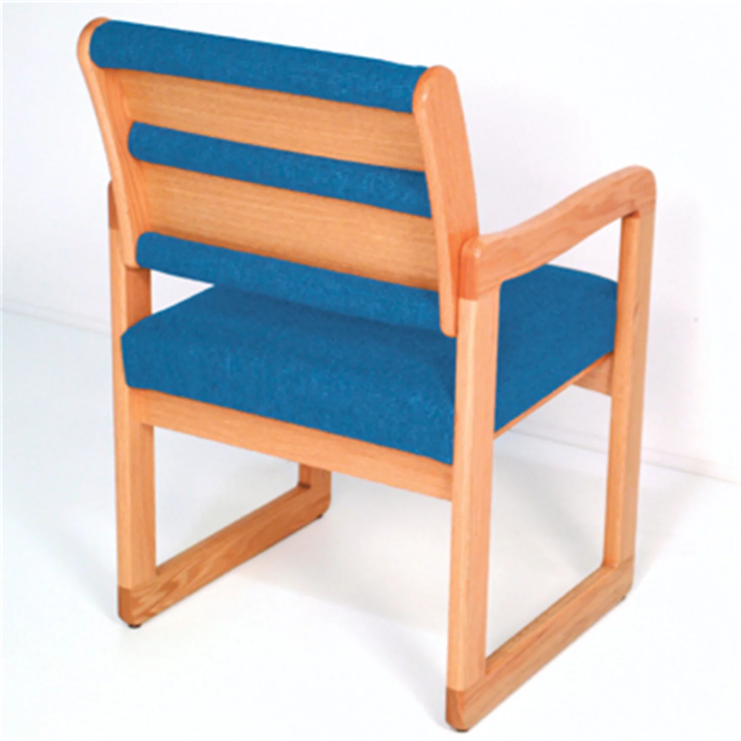 Wooden Mallet  Valley Two Seat Chair with Center Arms in Medium Oak - Powder Blue
