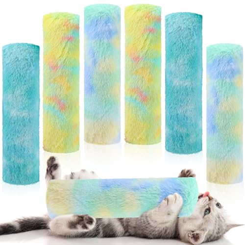 Civaner 6 Pcs Christmas Cat Catnip Toy for Indoor Cat 10.6 Inch Kitten Kicker Stick Catnip Toy with Crinkle Sound Soft Plush Kitten Pillow for Chew Exercise Gift (Red, Green, Red Green Stripes)
