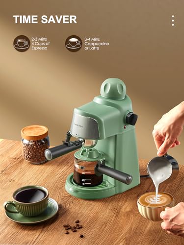 Espresso Machine, 3.5Bar Espresso and Cappuccino Machine with Fast Heating Function, 1-4 Cups Coffee Maker with Milk Frothing Function and Steam Wand (Red)