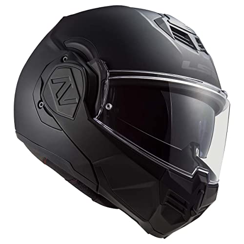 LS2 Helmets Advant Modular Helmet with Integrated Cardo 4X Bluetooth (Noir Matte Black - Large)