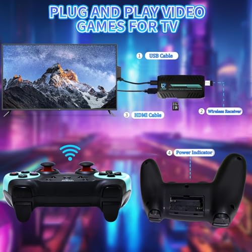 UTX 50000 Games in 1：Upgrades Retro Game Console Stick No Freeze Game Nostalgia Gaming Stick Dual 2.4G Wireless Controllers, Plug & Play TV Video Gaming Stick