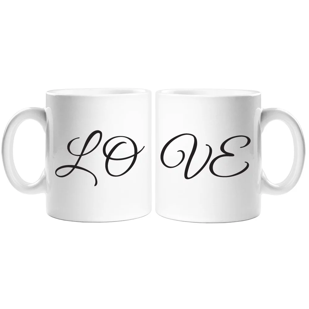 LO and VE Wine Glass - LOVE Glass White Coffee Mug Set