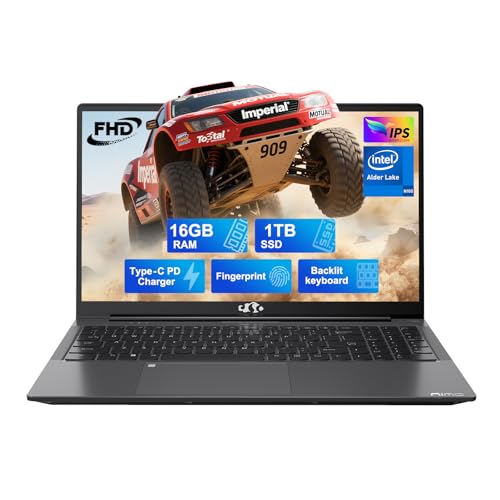 NIMO 15.6 IPS-FHD-Laptop, 16GB RAM 1TB SSD Intel Pentium Quad Core N100, Backlit Keyboard Fingerprint (Beat to i3-1115G4 Up to 3.4GHz) Computer for Student-Home WiFi 6 BT5.2 Win 11