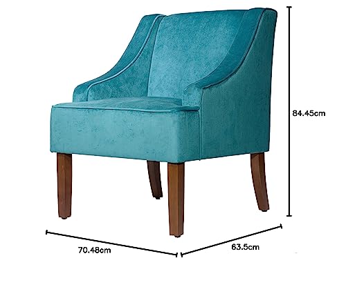 HomePop Velvet Swoop Arm Accent Chair, Suri Blue