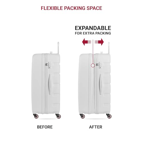 SwissGear 7366 Hardside Expandable Luggage with Spinner Wheels, White, Carry-On 19-Inch