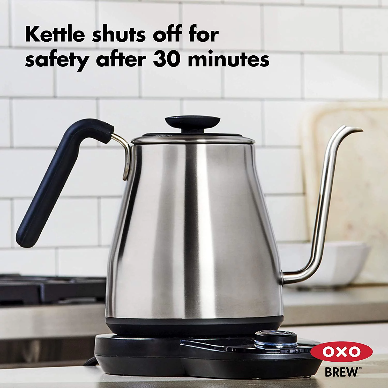 OXO Brew Gooseneck Electric Kettle \u2013 Hot Water Kettle  Pour Over Coffee & Tea Kettle  Adjustable Temperature  Built-In Brew Timer  Stainless Steel  1L\u200B