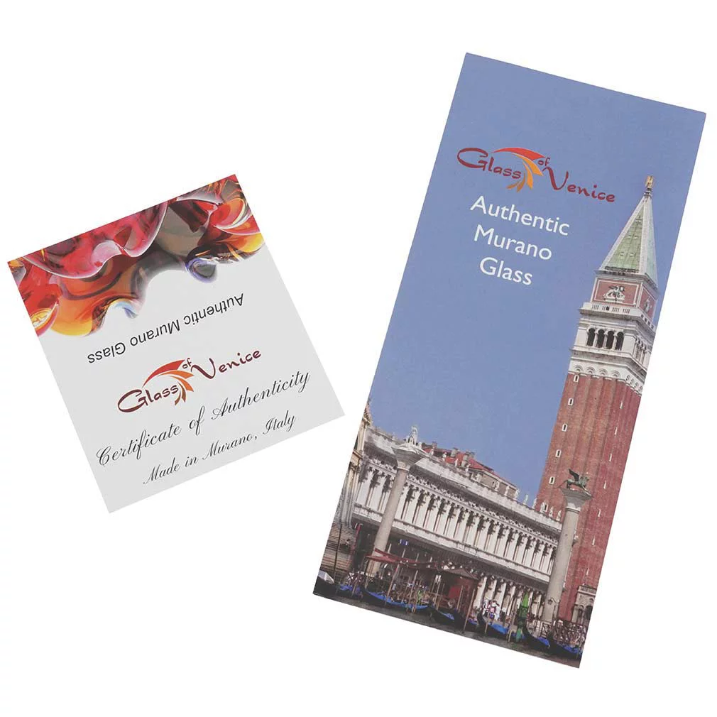 GlassOfVenice Murano Glass Ruby Red Plate With Rainbow Ribbon