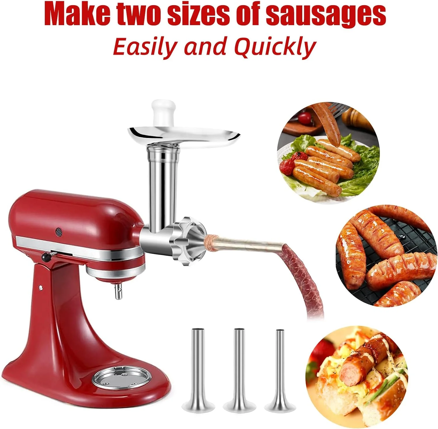Premium Stainless Steel Meat Grinder Attachment Compatible with KitchenAid Stand Mixers - Adds Versatility to Your Cooking Experience