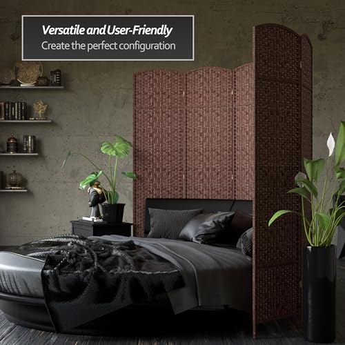 Red Lantern 7 ft. Tall Diamond Weave Dark Beige-6 Panels Room Divider