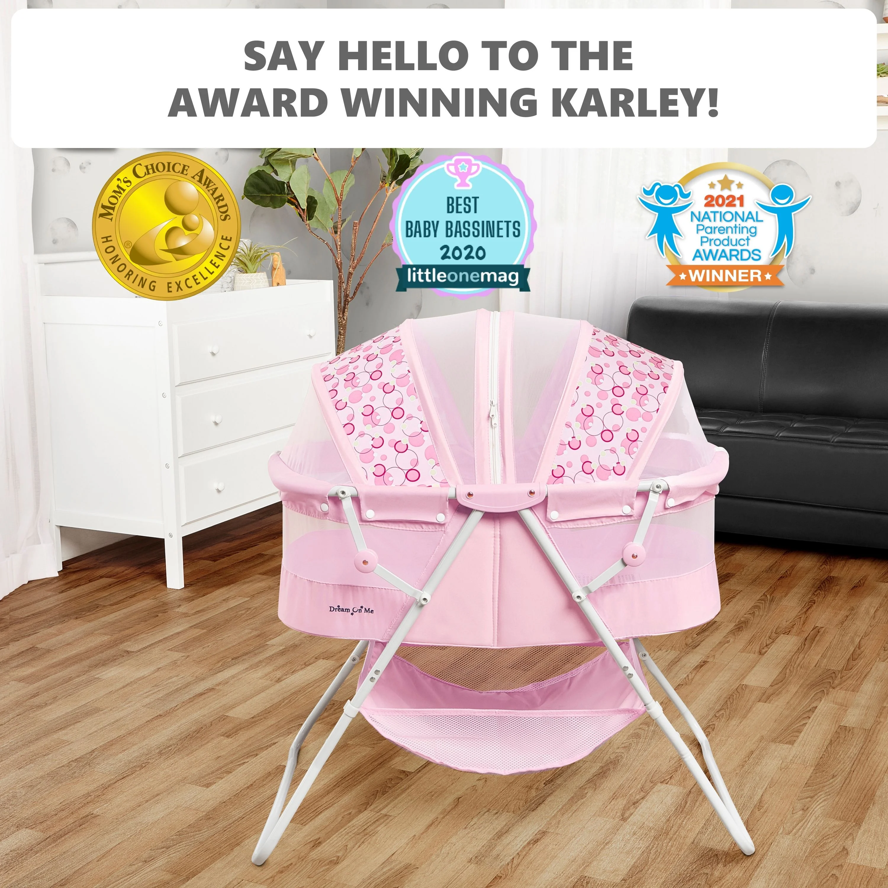 Dream On Me Karley Bassinet in Pink