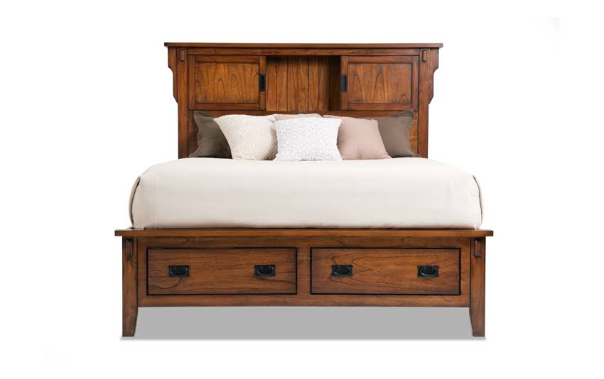 Mission Oak II Full Bookcase Storage Bed in Brown | Transitional Asian Hardwoods and Veneers by Bob&s Discount Furniture