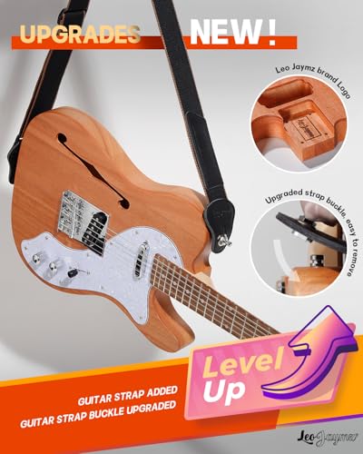 Leo Jaymz DIY Single Cut Electric Guitar Kits with Mahogany Body and Neck - Rosewood Fingerboard and All Components Included (LP Hollow)