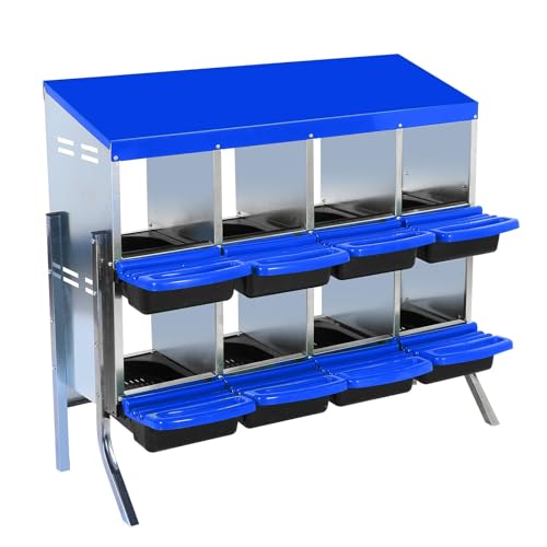 Chicken Nesting Box, 10 Hole 2 Layer Hen Nest Box with Legs, Roll Away Eggs Laying Boxes,Cleanable Pull Out Hen Roosting Boxes
