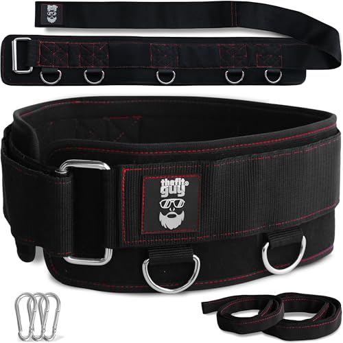 Multi-Attachment Belt for Cable Machine and Smart Home Gym Squats and Hip Thrusts, 5 Attachment Points for Optimal Weight Distribution, 2 Straps (40” & 27”) and 3 Metal Snap Hooks Included