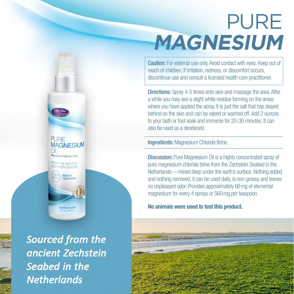 Life-Flo Health Care Pure Magnesium Oil 8 Ounce 2-Pack