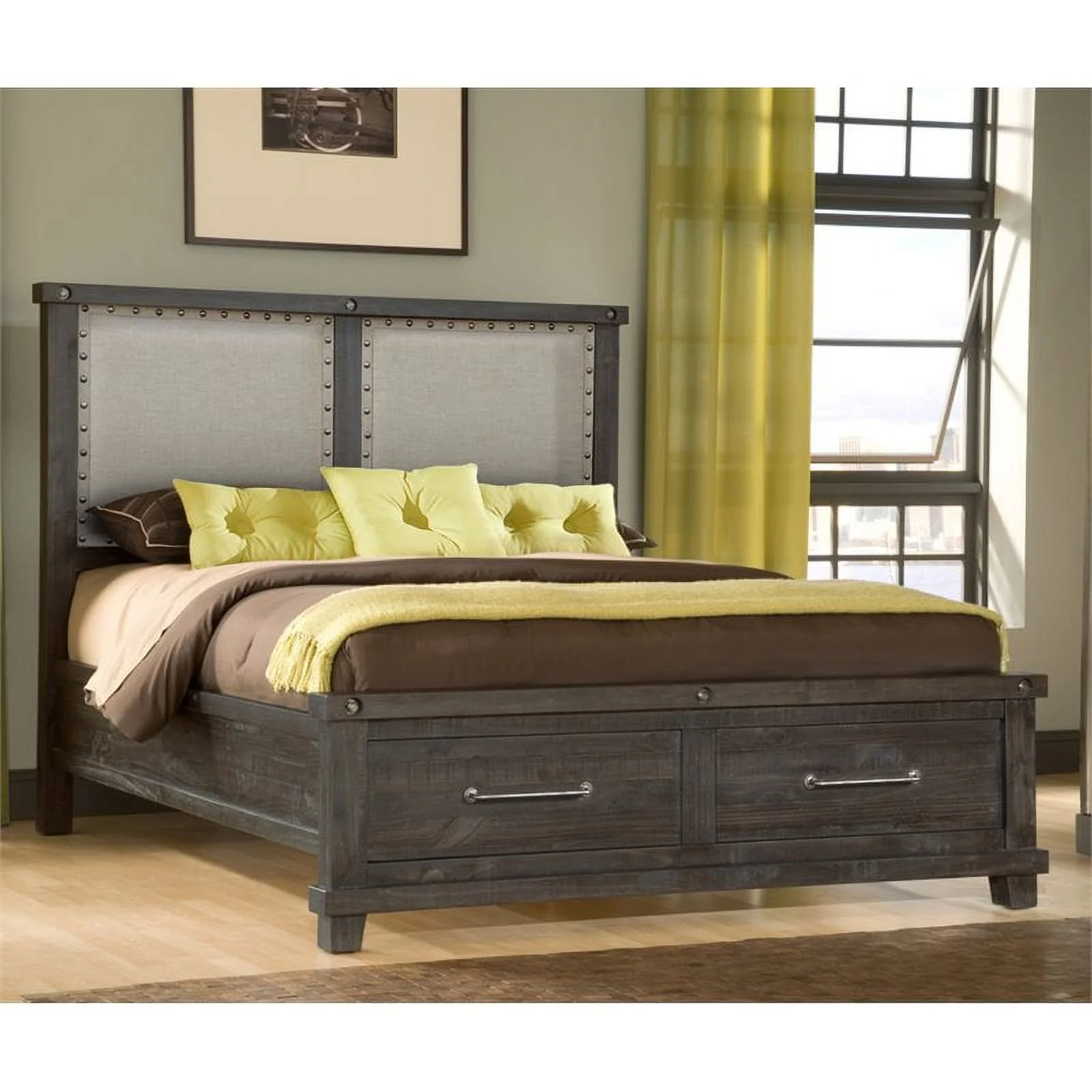 Modus Yosemite Upholstered California King Panel Storage Bed in Cafe