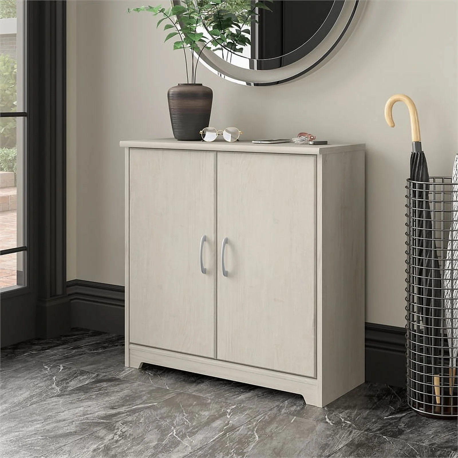 Bowery Hill Small Entryway Cabinet in Linen White Oak - Engineered Wood