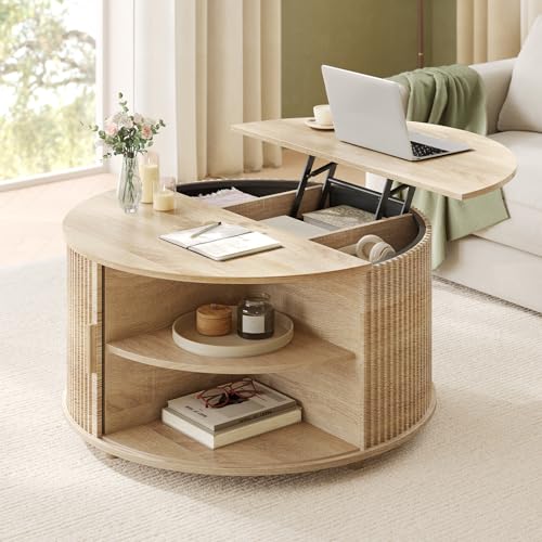 Round Lift Top Coffee Table, 34.6