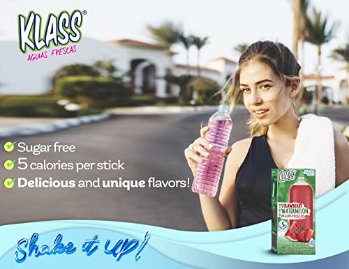 Klass Aguas Frescas Variety Pack, 1 box of Cucumber Limeade, 1 box Strawberry Watermelon, 1 box Hibiscus Berries, 1 box Pineapple Tangerine (40 Total On the Go Packets)