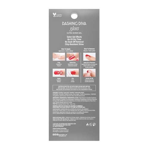 Dashing Diva Gloss Nail Strips - Santa Baby | UV Free, Chip Resistant, Long Lasting Gel Nail Stickers | Contains 32 Nail Wraps, 1 Prep Pad, 1 Nail File