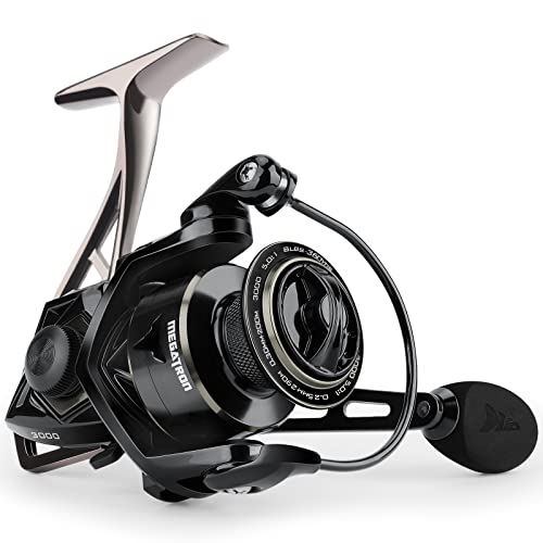 KastKing Megatron Spinning Reel, Freshwater and Saltwater Spinning Fishing Reel, Rigid Aluminum Frame 7+1 Double-Shielded Stainless-Steel BB, Over 30 lbs. Carbon Drag, CNC Aluminum Spool & Handle
