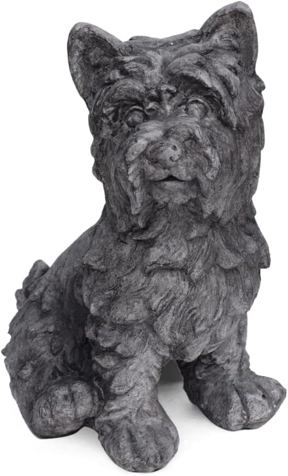 Christopher Knight Home Seth Outdoor Terrier Dog Garden Statue, Antique Gray Finish