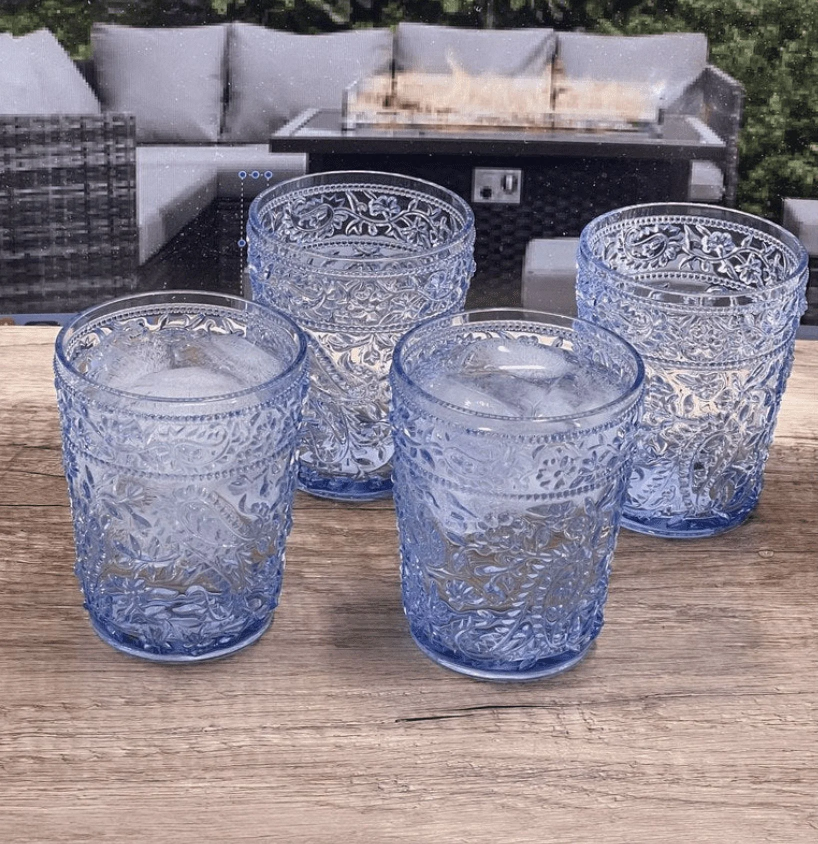 MAICOSY Paisley Acrylic Glasses Drinking Set Of 4 DOF (13oz), Plastic Drinking Glasses, BPA Free Cocktail Glasses, Drinkware Set, Drinking Water Glasses