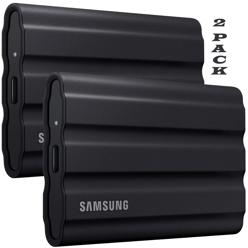 Samsung MU-PE2T0S/AM T7 Shield Portable Solid State Drive 2TB 2022 Black - (2-Pack)