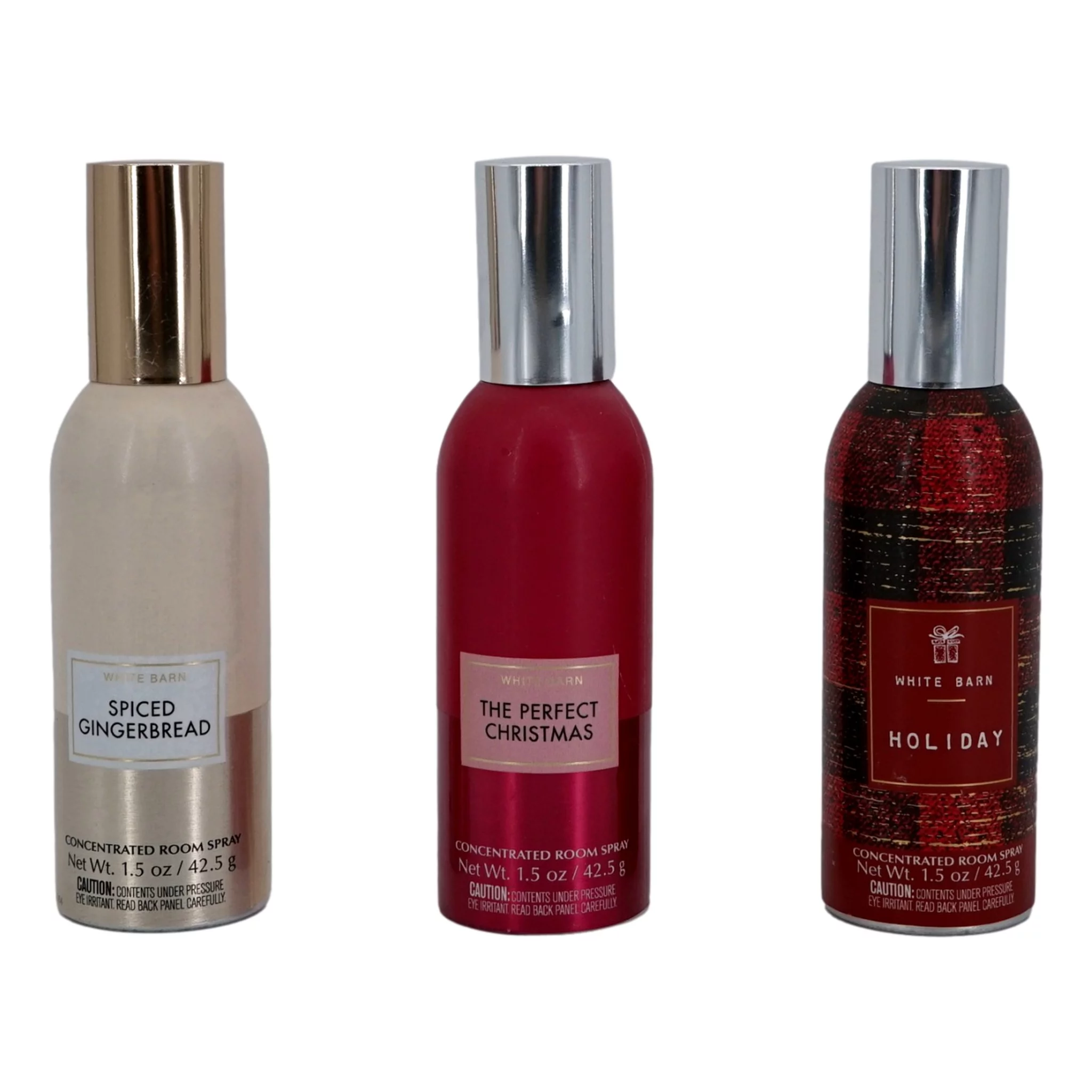 Bath and Body Works 3 Pack Concentrated Room Spray 1.5 Oz. Holiday, The Perfect Christmas and Spiced Gingerbread