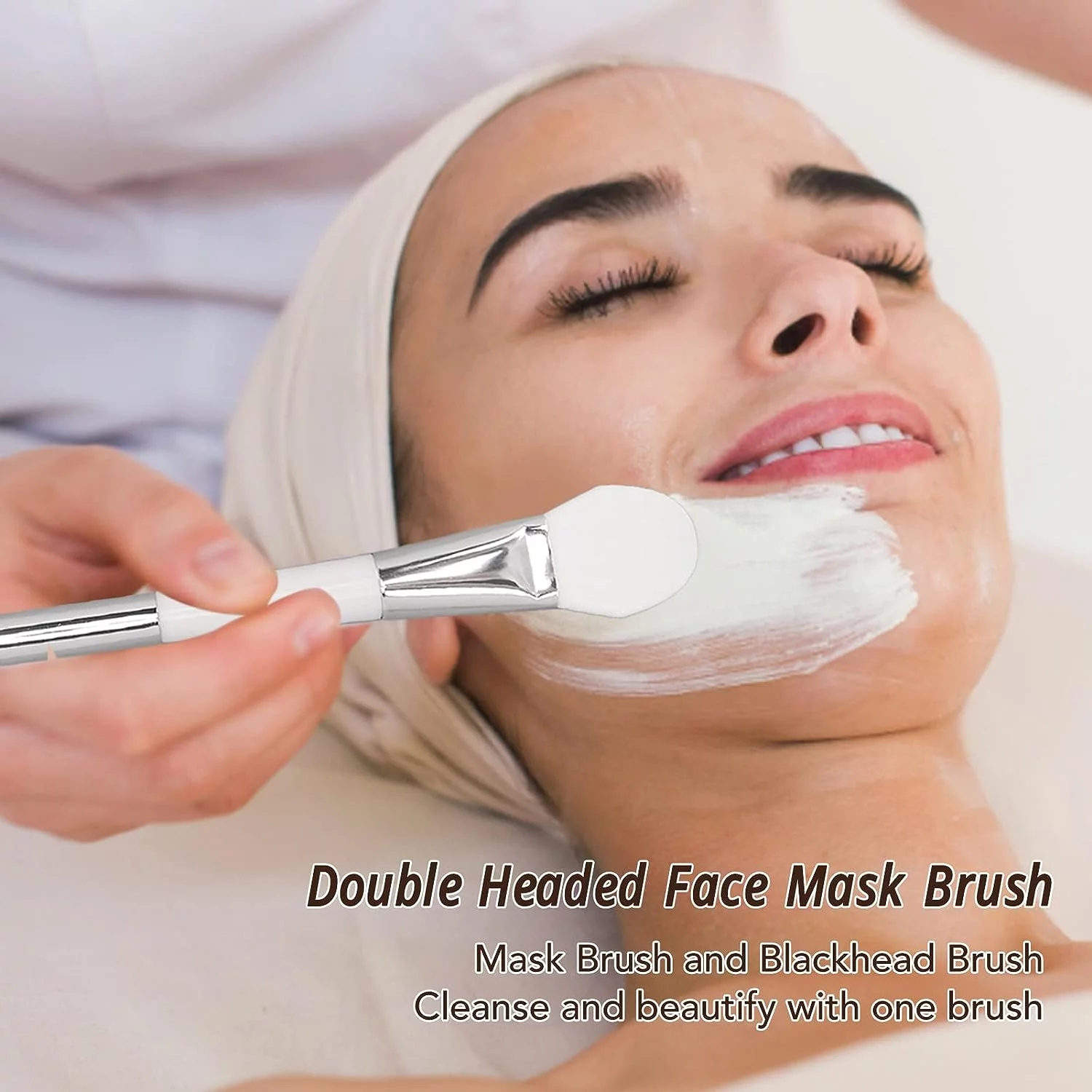 5pcs Double Headed Mask Brushing Mask Applying Silicone Makeup Brush Brush To Clean Nose Face Soft Fashionable Family Beauty Salon