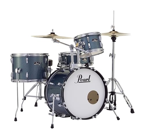 Pearl Roadshow Drum Set 4-Piece Complete Kit with Cymbals and Stands, Charcoal Metallic (RS584C/C706)