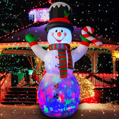 SEASONBLOW 10 Ft Inflatable Christmas Snowman with Candy Decoration for Yard Lawn Garden Home Party Indoor Outdoor