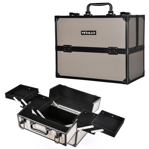 Large Makeup Train Case, Portable Travel Makeup Case Organizer I Makeup Storage Organizer I Make Up Organizers and Storage I Makeup Train Case & Box Gifts for Women - Black