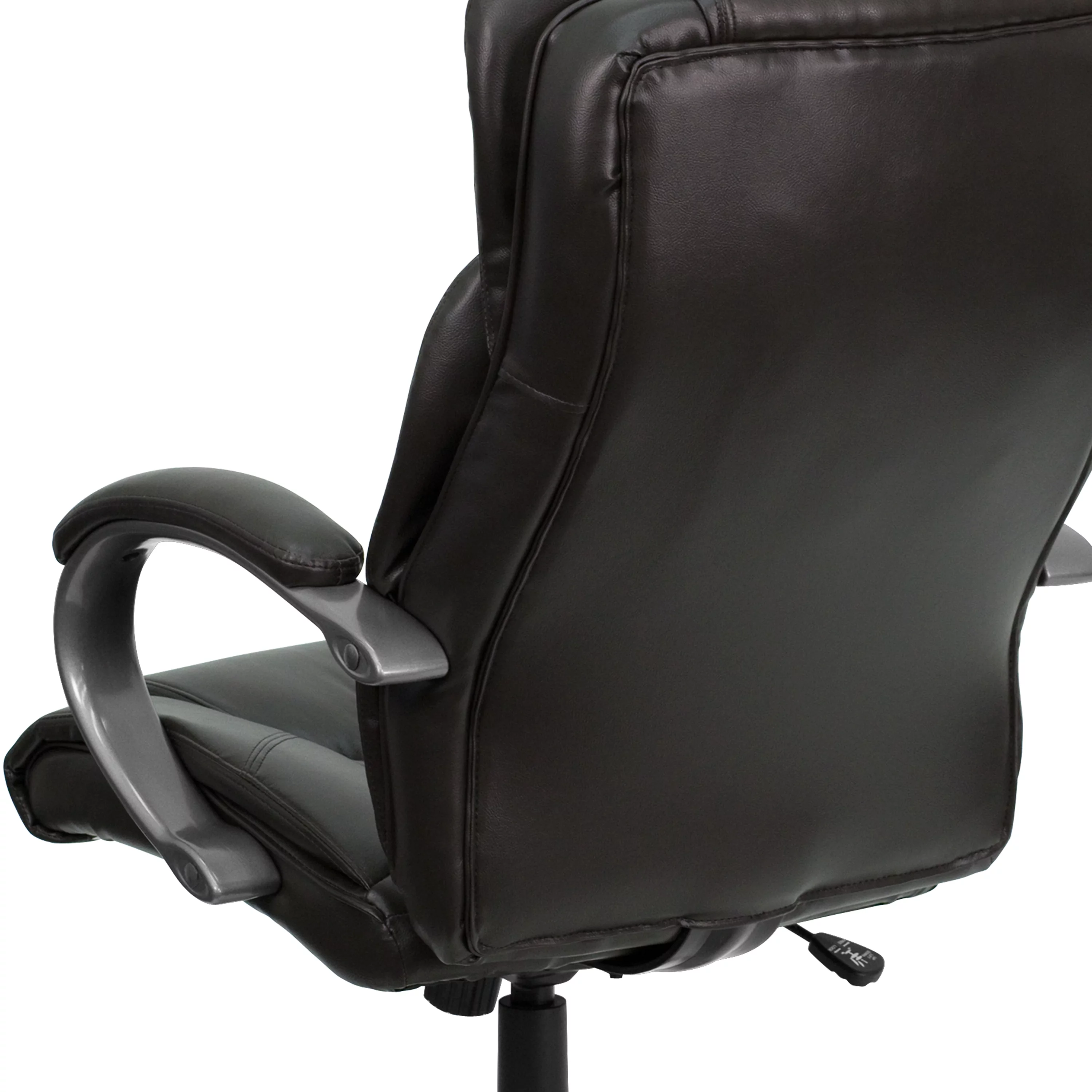 BizChair High Back Espresso Brown LeatherSoft Soft Ripple Upholstered Executive Swivel Office Chair with Titanium Nylon Base and Loop Arms