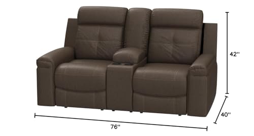 Signature Design by Ashley Jesolo Modern Faux Leather Manual Pull Tab Double Reclining Sofa, Dark Brown