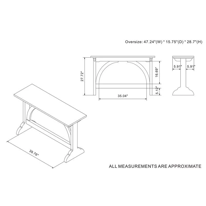 Bowery Hill Rectangle Farmhouse Wood Console Table in Vintage Gray Oak