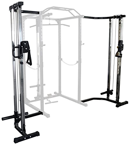 Multi-Function Adjustable Power Cage with J-Hooks, Safety Straps and Optional LAT Pulldown Attachment and Cable Crossover, Multiple Styles
