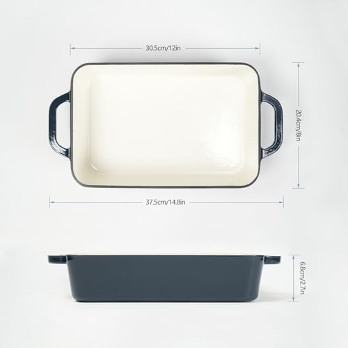 Enameled Cast Iron Rectangle Roaster Lasagna/Roasting Pan Red……