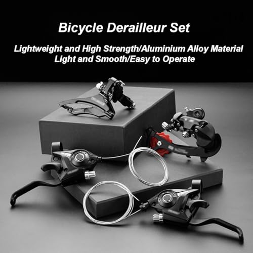 MirOdo 3x7 Speed Mountain Bike Gear Shift Brake Lever Set Complete Bicycle Derailleur Front/Rear Parts Set with Digital Gear Dial & Brake Cable for Road Bikes,Folding Bikes