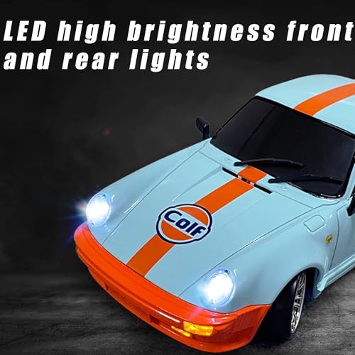 LD1899 1/18 RC Drift Car GTR R34 2.4GHz RWD with Gyroscope on-Road Alloy Body Shell Racing Cars Radio Control (Blue)