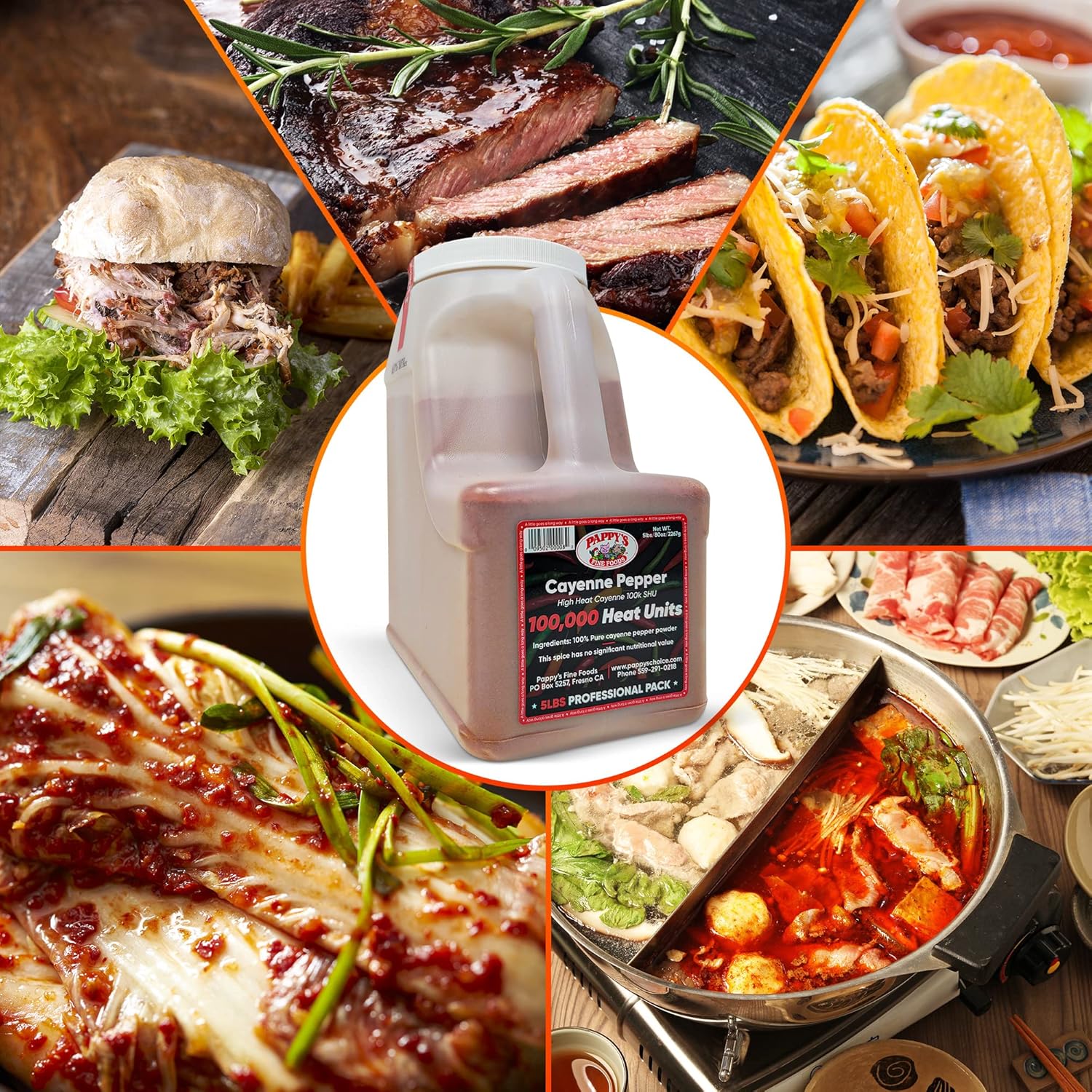 Cayenne Pepper Powder Bulk – 100,000 Heat Units - 5lb Jar.