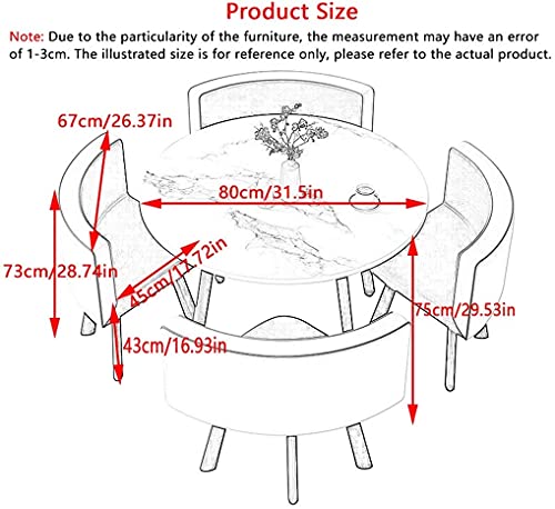Small Apartment Dining Table W/Chair - Save Space Coffee Tables and Chairs 4 Casual Restaurants European Simplicity 4 Person PU Leather Chair 80cm Round Table Bedroom Dessert Shop ( Color : White Blue
