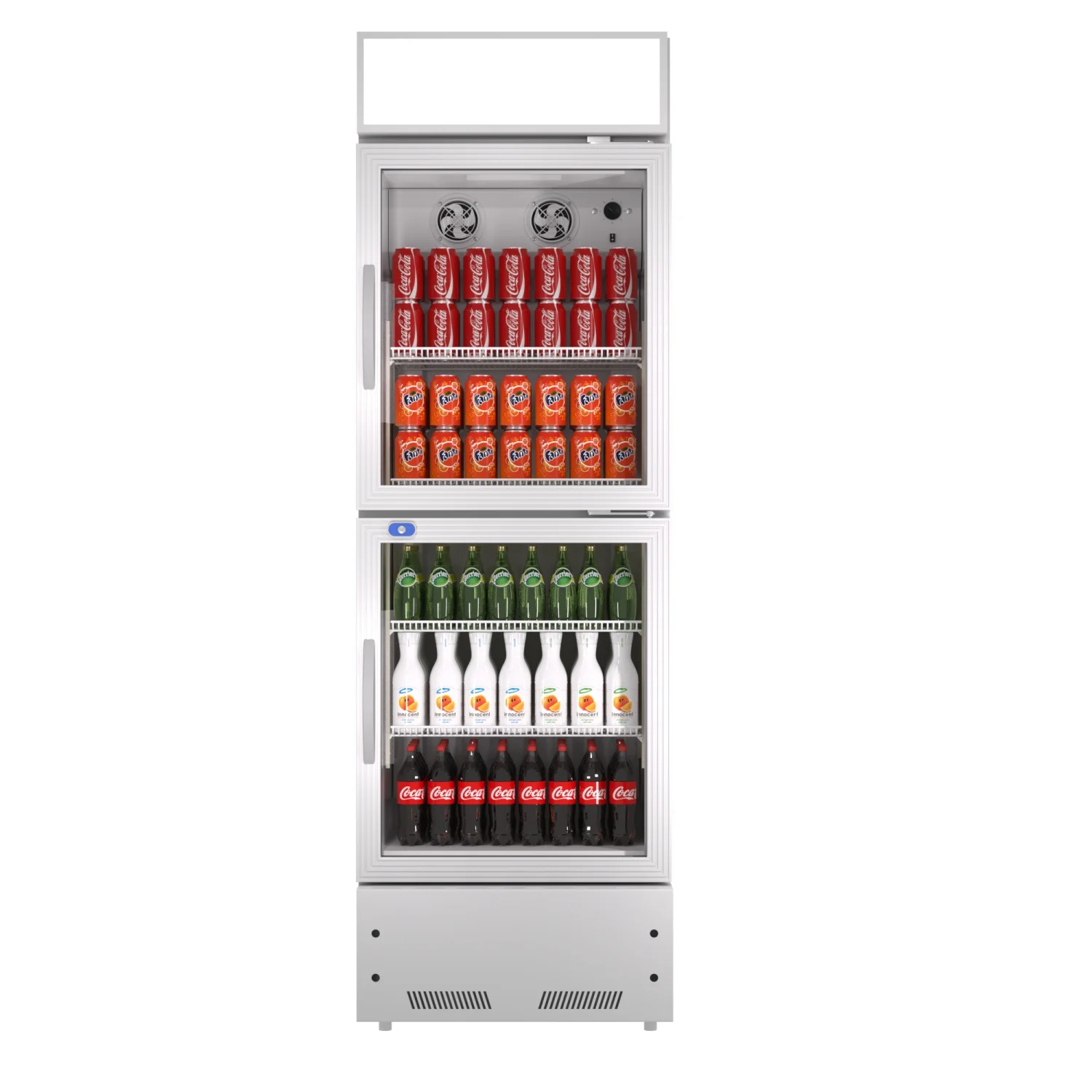 Chingoo 11 Cu.ft Merchandiser Refrigerator with Double Glass Doors, 24'' Commercial Display Fridge w/ Adjustable Shelves-Black