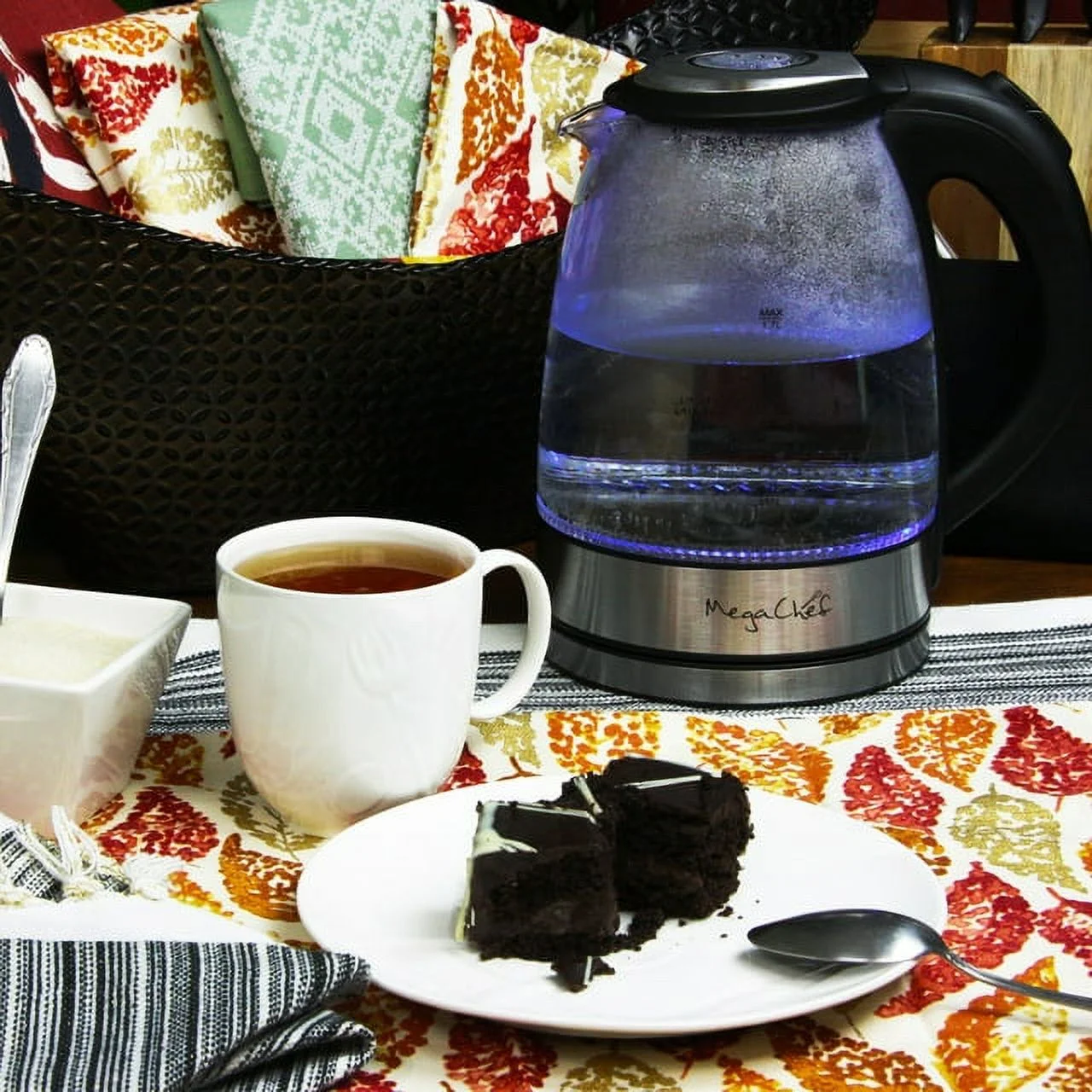 MegaChef 7 Cups 1.7 l Glass and Stainless Steel Electric Tea Kettle