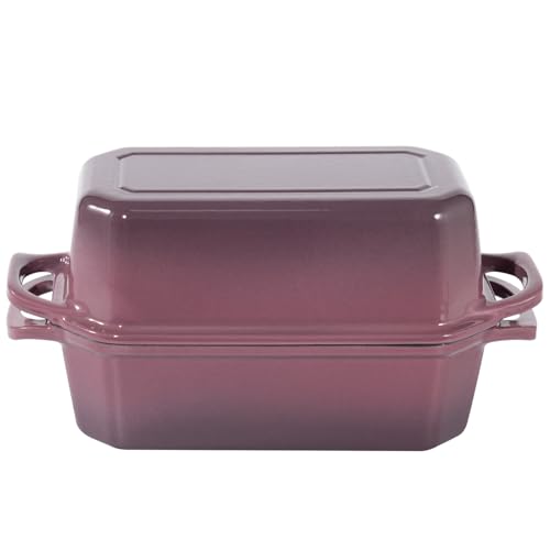 Bread Pan Cast Iron Loaf Pan with Lid Bread Loaf Pan 9x5 Inch Loaf Pan Enameled Cast Iron Sourdough Loaf Pan, DarkCyan