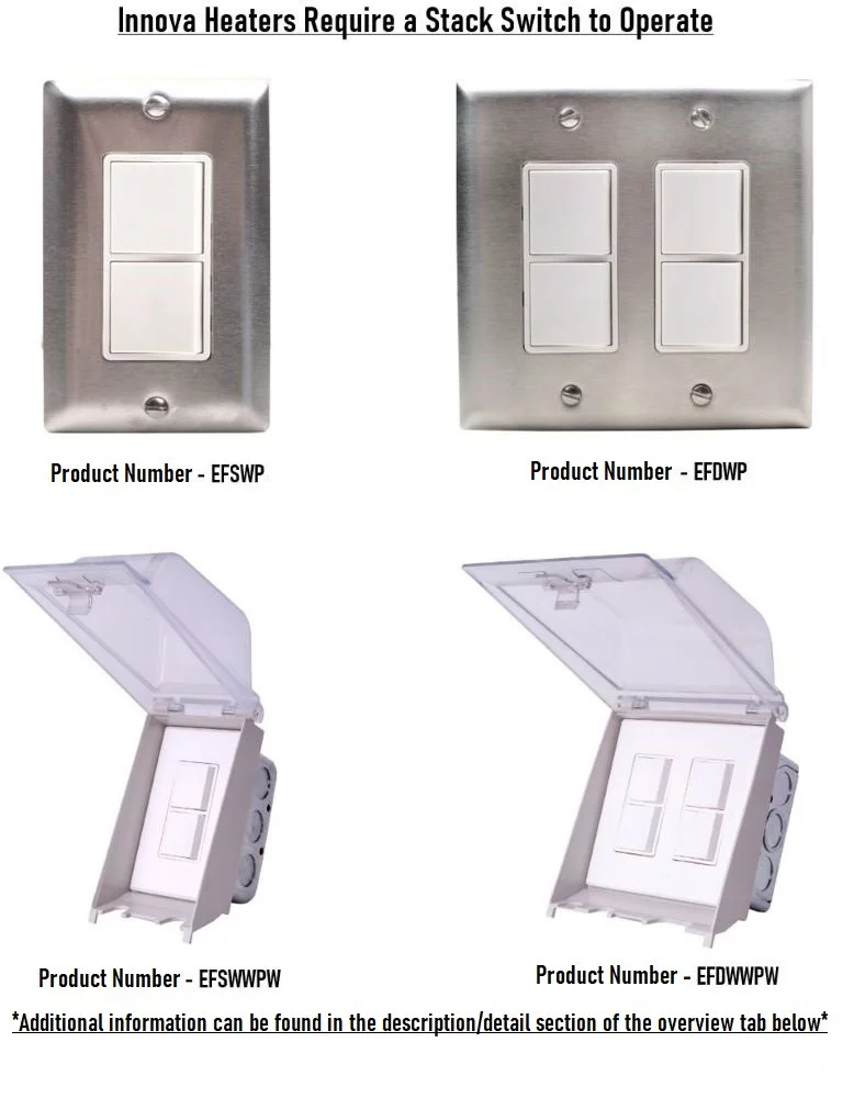 Innova-5000 Watt Electric Infrared Dual Element Heater-480 Voltage-Black Finish-Mason Decorative Fascia-Outdoor Wall Mount Electric Heater-EF50480B3