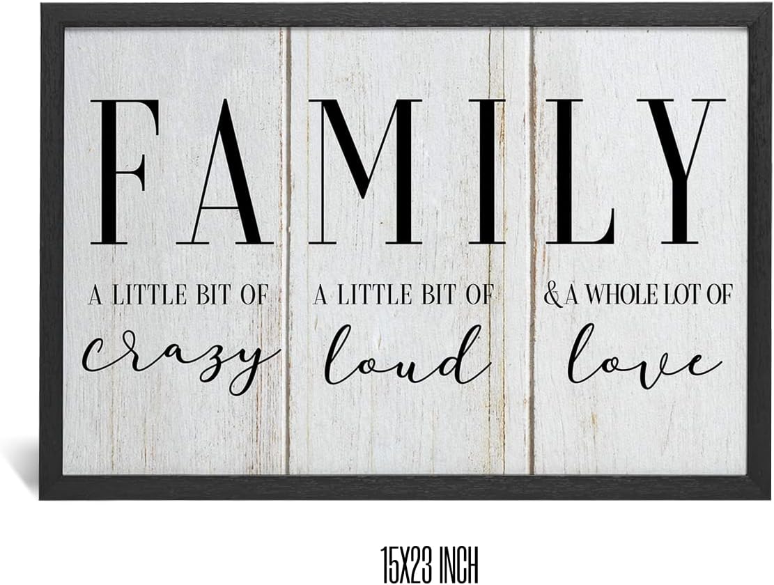 Family Quotes Canvas Wall Art Large Family a Little Bit of Crazy Canvas Prints Framed Paintings Artwork Bedroom Living Room Wall Decor 15x23 Inches