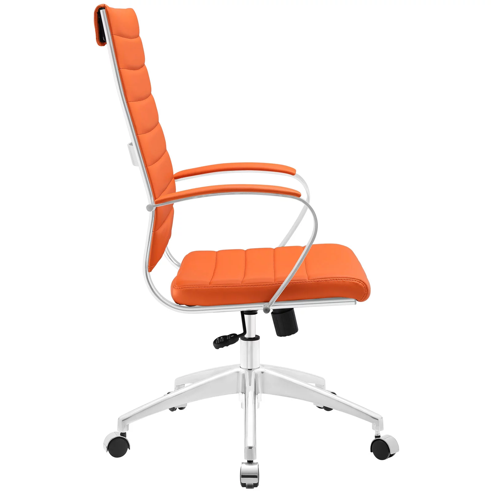 Modern Contemporary Highback Office Chair, Orange Faux Leather