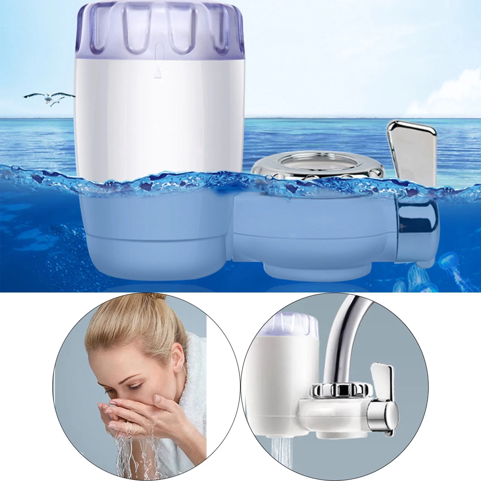 Shinysix Water Filter for Faucet, Home Water Filtration System, Purifier, Tap Water Pre-Filter for Direct Drinking, Kitchen